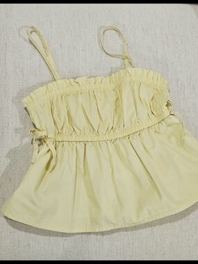 wonder nation Yellow Smocked Spaghetti Strap Tank